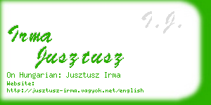 irma jusztusz business card